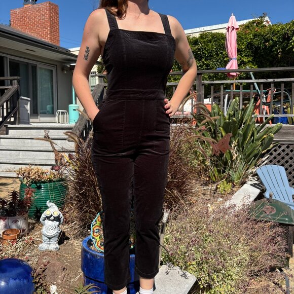 J. Crew Stretch Velvet Overalls - Picture 1 of 7